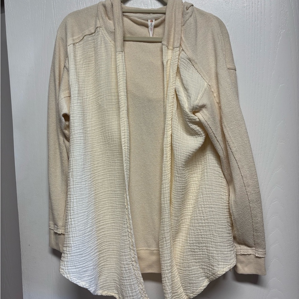 Daily Practice by Anthropologie Open Hooded‎ Cream Women's Cardigan Sweater